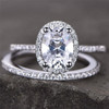 6*8mm Oval Cut Engagement CZ Ring  Half Eternity Wedding Sterling Silver Ring
