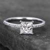 Sterling Silver Ring Princess Shaped Cubic Zirconia Engagement  Wedding Promise Ring