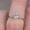 Silver Round Shaped CZ Engagement Wedding Ring Promise Ring Birthday Gift