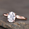 Rose Gold Plated Oval Man Ring CZ Engagement Promise Ring