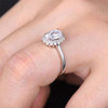 Vintage Floral Engagement Ring Halo 6x8m Oval CZ Bridal Ring Cluster Ring 