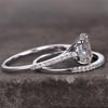 Sterling Silver Ring SET Wedding Ring Oval CZ Engagement Ring Matching Ring