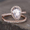 Pear Cut Engagement Ring 6*8mm CZ Wedding Ring Set Bridal Ring