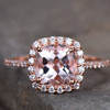 8mm Cushion Cut Morganite Engagement Ring CZ Ring Bridal Ring Promise Ring