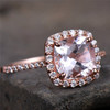 8mm Cushion Cut Morganite Engagement Ring CZ Ring Bridal Ring Promise Ring