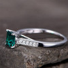 5.5mm Princess Cut Emerald Engagement Ring  Wedding Band  Silver Promise Ring 