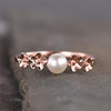 5mm Pearl Sterling Silver Ring Freshwater Pearl Ring Unique Flower Band