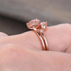 Morganite Bridal Set 6*8mm Oval Solitaire Engagement Ring Crown Wedding Band  