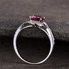 Ruby Engagement Ring 6.5mm Round Cut White Gold Plated CZ Diamond Band