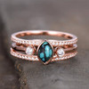 Turquoise Ring Sterling Silver Vintage Turquoise Wedding Ring Set 4x6mm Marquise Birthstone