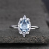 Aquamarine Ring Solitaire March Birthstone Oval Shaped Engagement Ring Wedding Ring