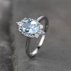 Aquamarine Ring Solitaire March Birthstone Oval Shaped Engagement Ring Wedding Ring