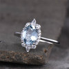 Aquamarine Ring Solitaire March Birthstone Oval Shaped Engagement Ring Wedding Ring