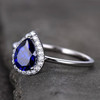 6*8mm Pear Cut Sapphire Engagement Ring Plain White Gold Band Bridal Ring