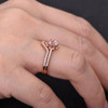 Pink Morganite Ring Set Rose Gold Plated Round Cut Wedding Band Aniversary Gift 