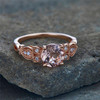 Morganite Engagement Ring Rose Sold Plated Wedding Band 6.5mm Round Cut Bridal Ring