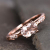 Rose Gold Morganite Engagement Ring 6*8mm Oval Cut Sterling Silver Wedding Ring 