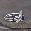 Sapphire Wedding Set Oval Blue Engagement Ring Twist Band Crown Matching Ring
