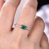 Baguette Emerald Ring Promise Ring Rose Gold Plated Sterling Silver Wedding Gemstone Ring