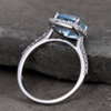 Blue Topaz Engagement Ring 8mm Cushion Cut Blue Gemstone CZ Promise Ring