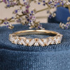 Art Deco Wedding Band Moissanite Matching Band Yellow Gold Stacking Vintage Unique Ring