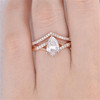 Pear Shaped Moissanite Engagement Diamond Ring Rose Gold Moissanite Bridal Set 