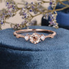 Morganite And Pearl Ring Dainty Diamond Art Deco Band Beaded Three Stone Bridal Wedding Ring