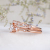 2pcs 5mm Round Cut Moissanite Ring Set Rose Gold Engagement Ring Bridal Set 