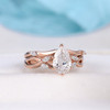 Rose Gold Engagement Ring 6x9mm Pear Moissanite Wedding Anniversary Ring Set