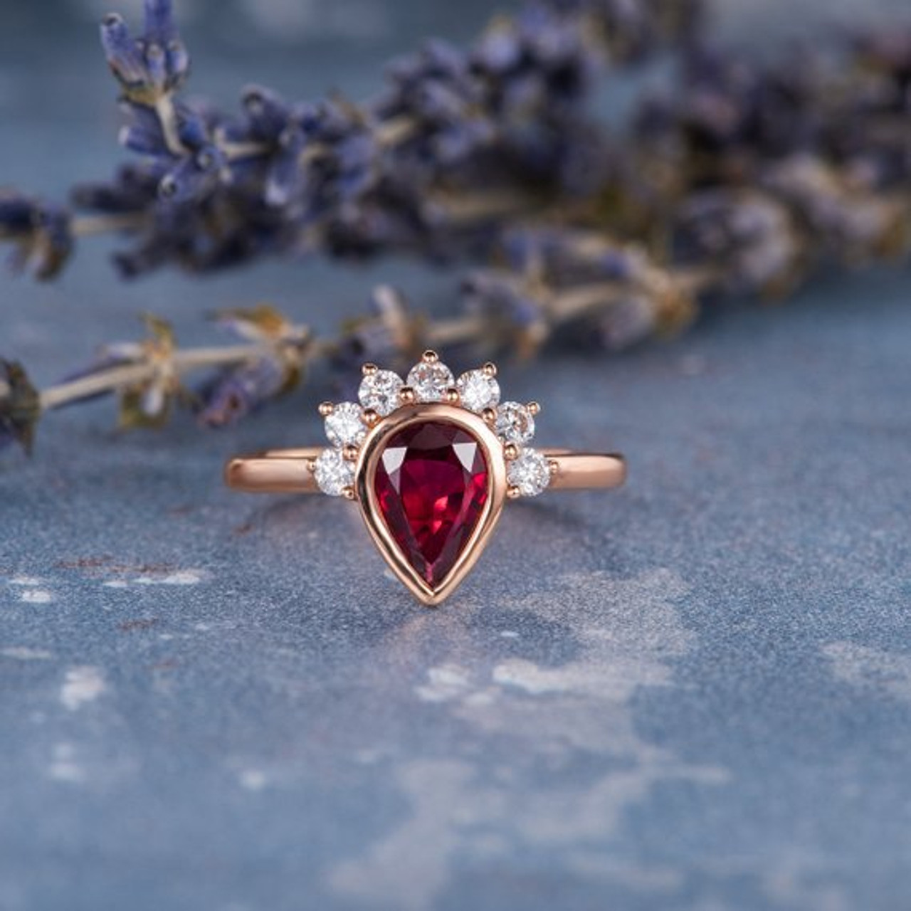 Vintage 10kt 1 CTW Pear-Shaped Ruby Ring, Sz. 7.75, 1.60 Gr. – Maria's  Vintage