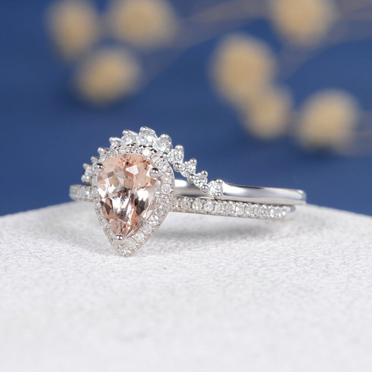 Buy 5.2ct Big Natural Morganite Engagement Ring 14K Yellow Gold Morganite  Wedding Ring Set Bridal Ring Set Morganite Jewelry Promise Rings Women  Online in India - Etsy