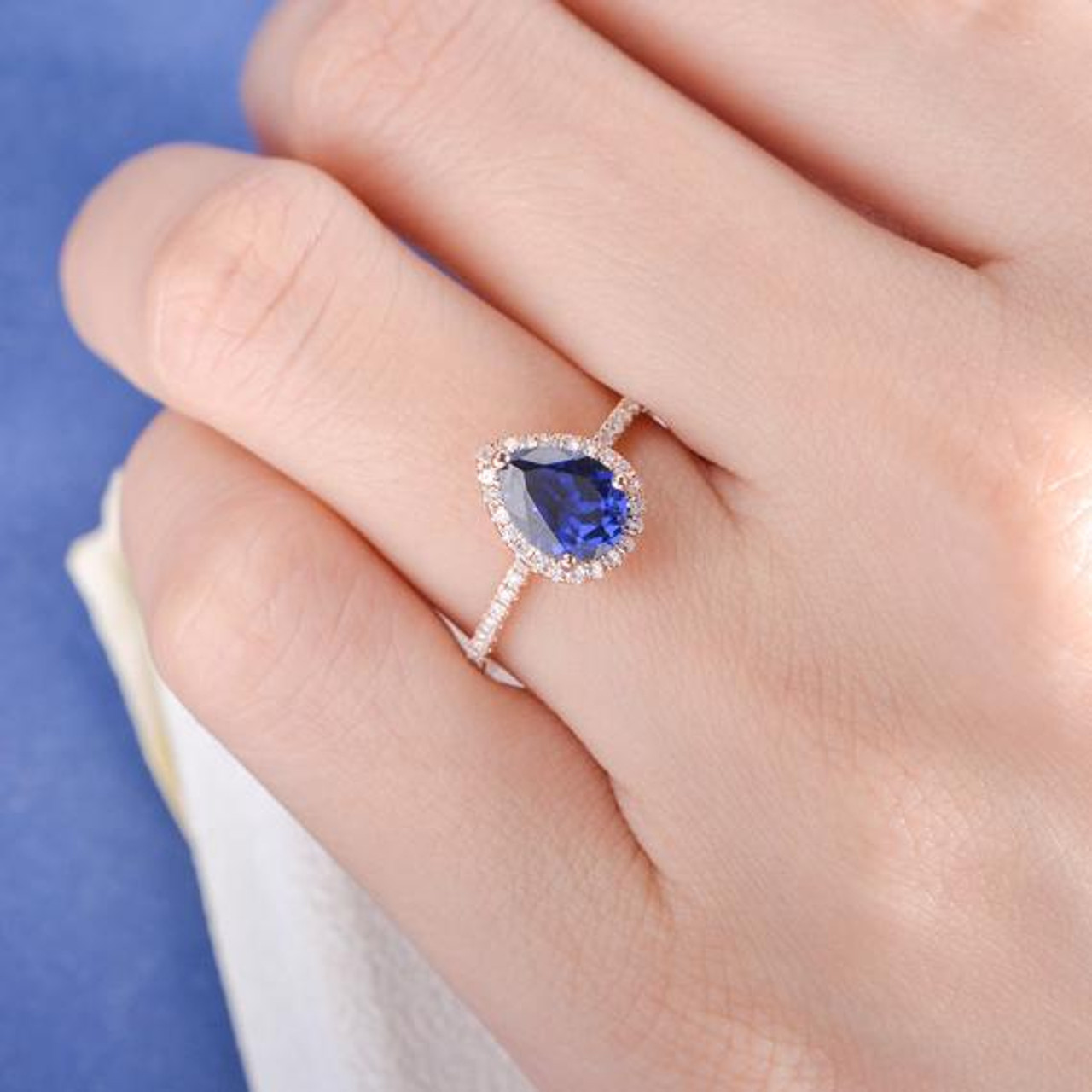 pear shaped sapphire ring