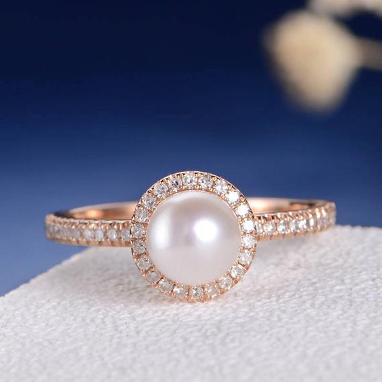 pearl and diamond engagement rings