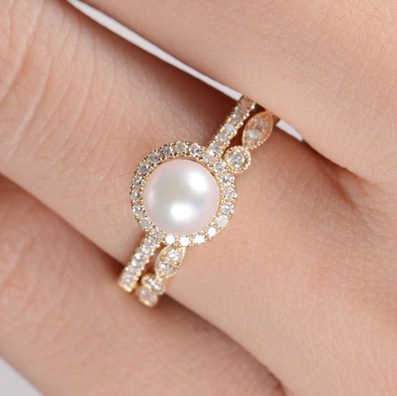 pearl engagement rings