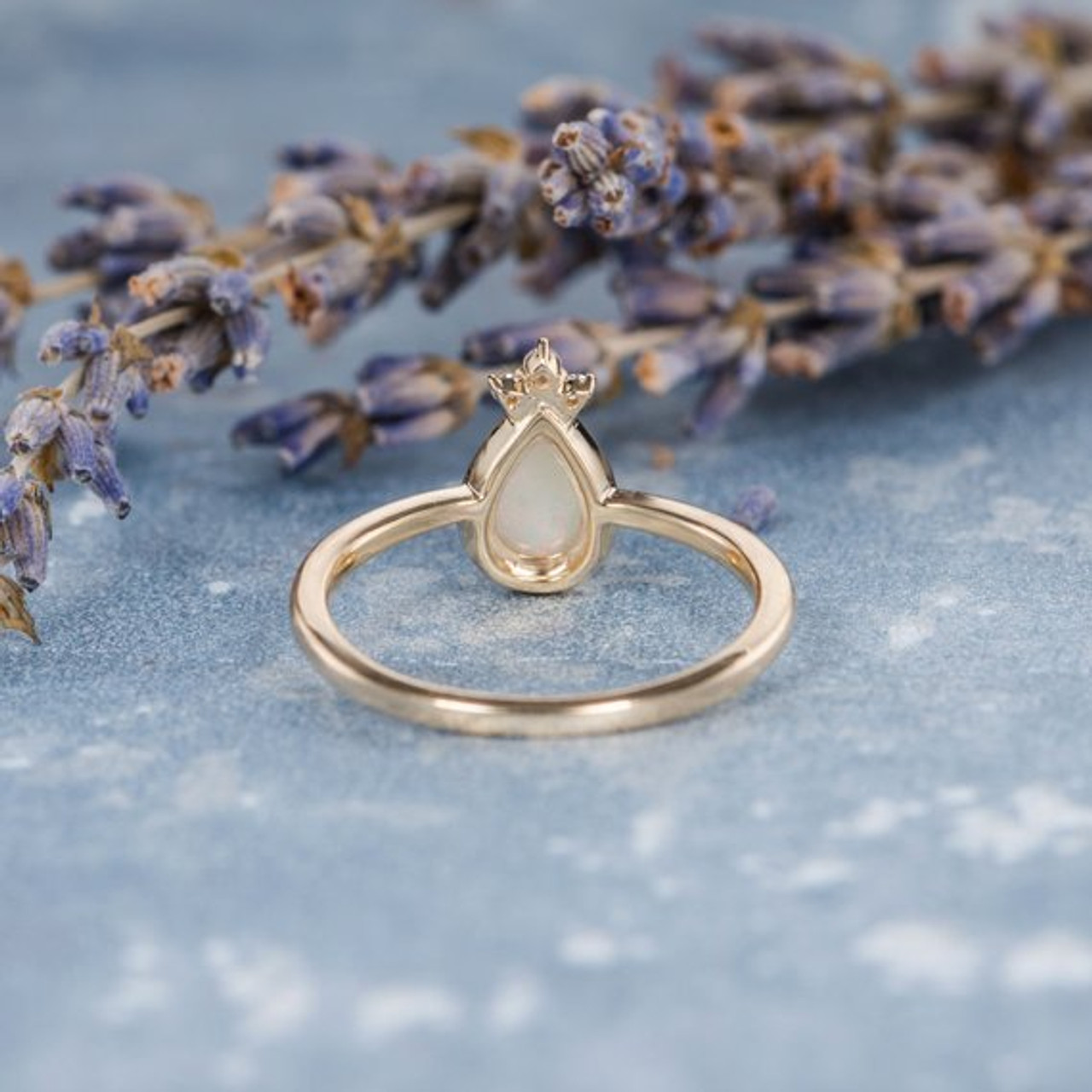 Natural Australian Pear Shaped Opal Engagement Ring
