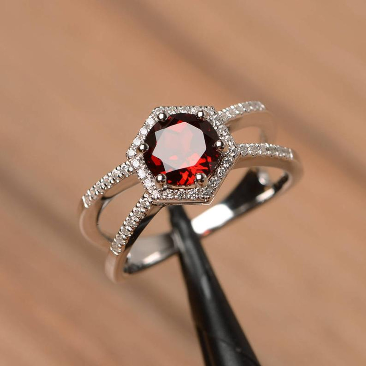 garnet gemstone ring