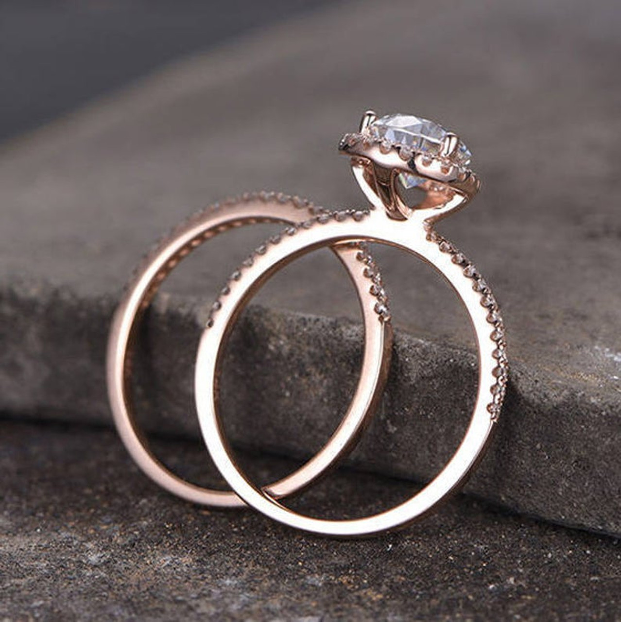 CZ Engagement Ring and Wedding Band – Constantine Creations