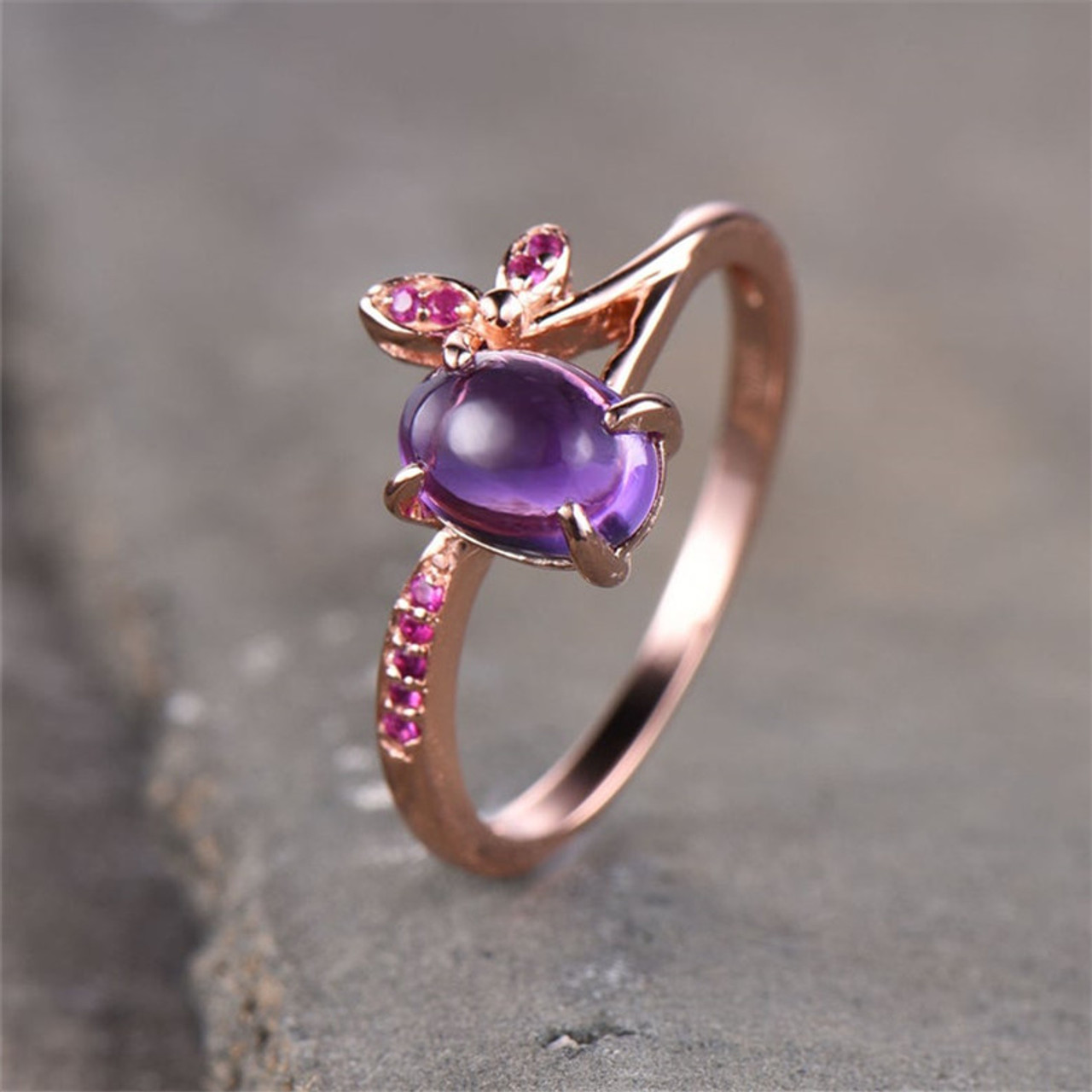Natural Deep Purple Amethyst Pear Cut Stone Ring Sterling Silver Amethyst  Zig — Discovered