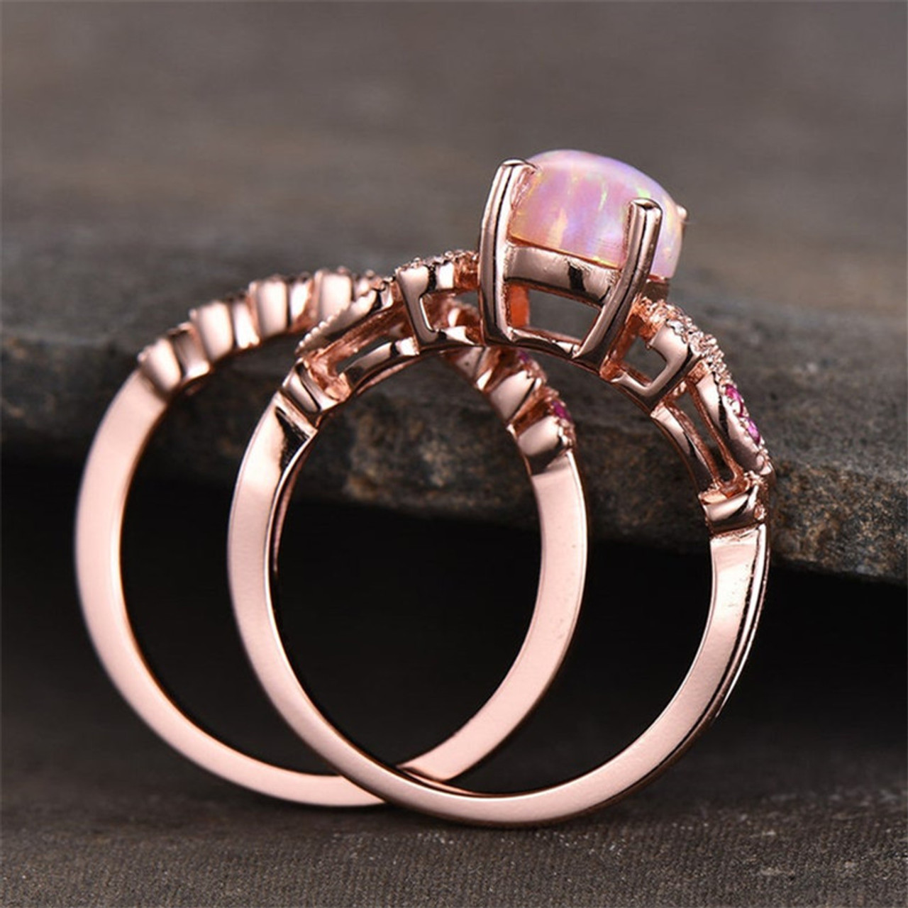 Rhodochrosite Teardrop Ring in Copper – Buddha Blossom Jewels