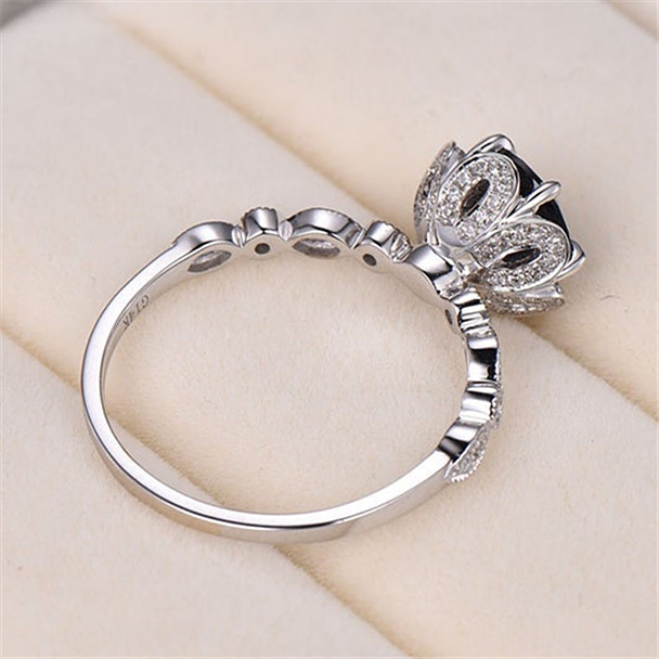 Sapphire engagement ring solid 14k white gold birthstone ring wedding gift