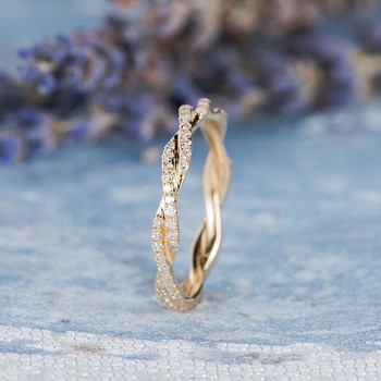 Infinity Gold Ring Knot Ring Diamond Wedding Band