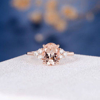 7*9mm Oval Cut Promise Bridal Morganite Ring