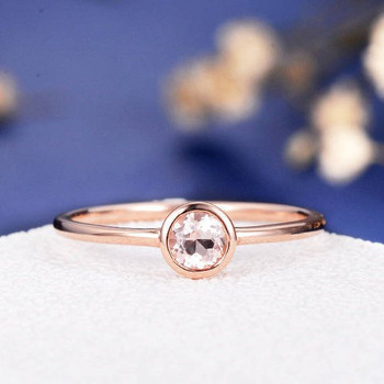 Bezel Set Morganite Ring Stacking Minimalist Anniversary Ring