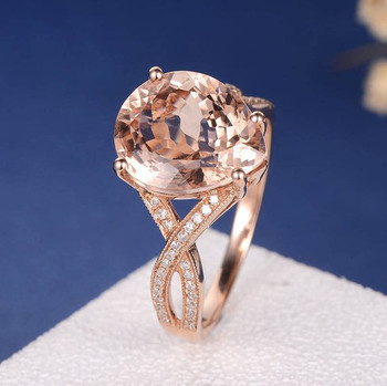 8*12mm Pear Shaped Big Morganite Split Shank Wedding Ring