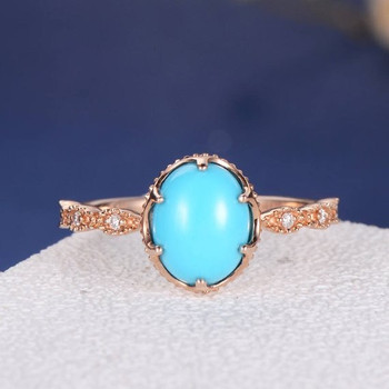 Turquoise Eternity Band Beaded Milgrain Multistone Diamond Engagement Ring