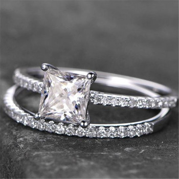 Princess Shaped Cubic Zirconia Engagement Set Wedding Ring Promise Ring Anniversary Gift