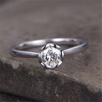 Silver Round Shaped CZ Engagement Wedding Ring Promise Ring Birthday Gift