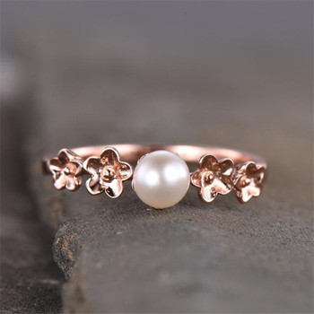 5mm Pearl Sterling Silver Ring Freshwater Pearl Ring Unique Flower Band