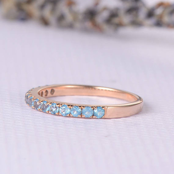 Blue Topaz Wedding Band Birthstone  Anniversary ring