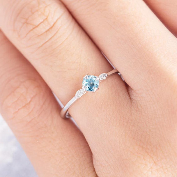 Aquamarine Ring Birthstone Anniversary Gift